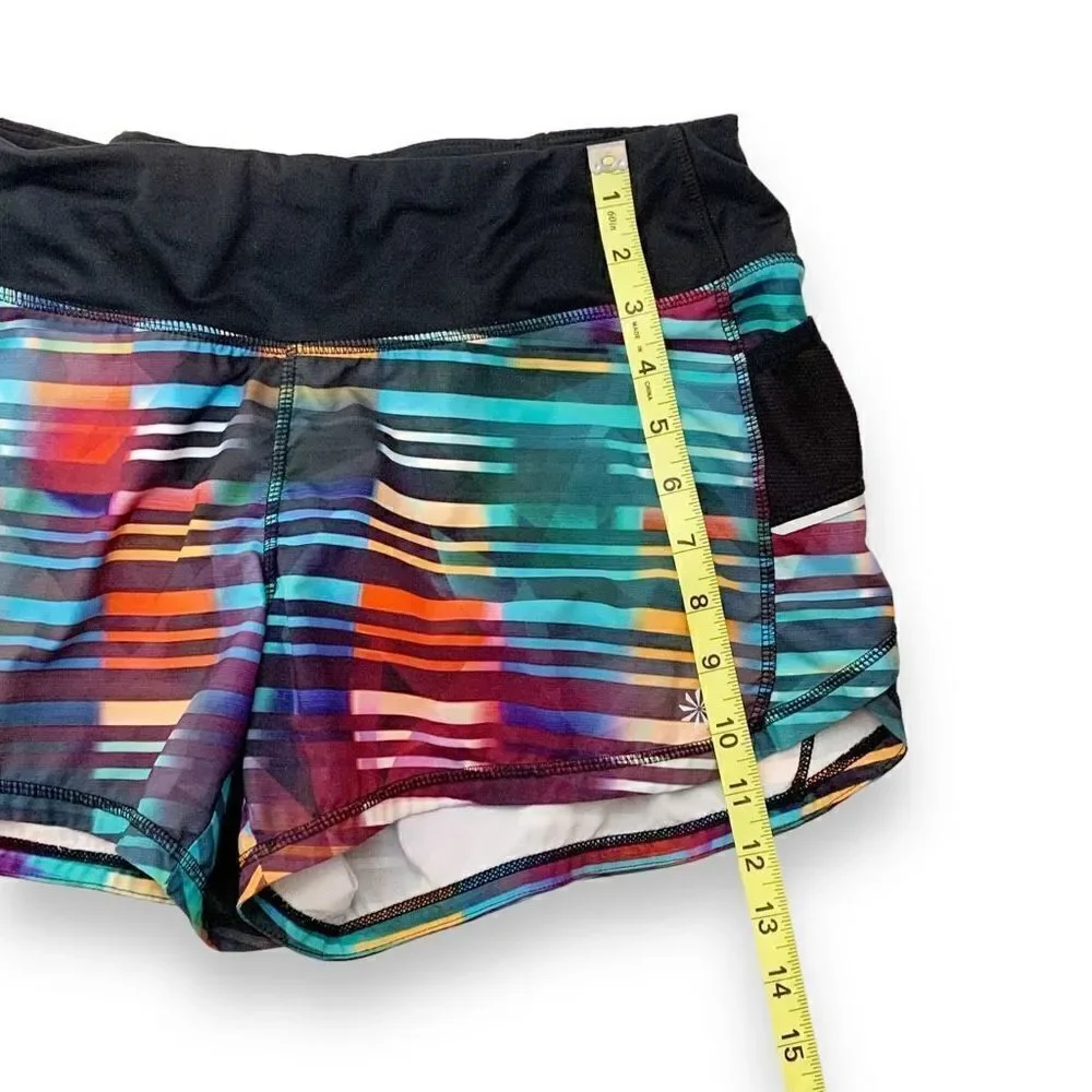 Athleta Laser Beam Ready Set Go Running Shorts Multicolor Stripe Women’s Size- S